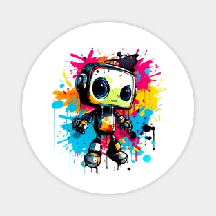 Cute cartoon Robot. Funny cyborg. Magnet